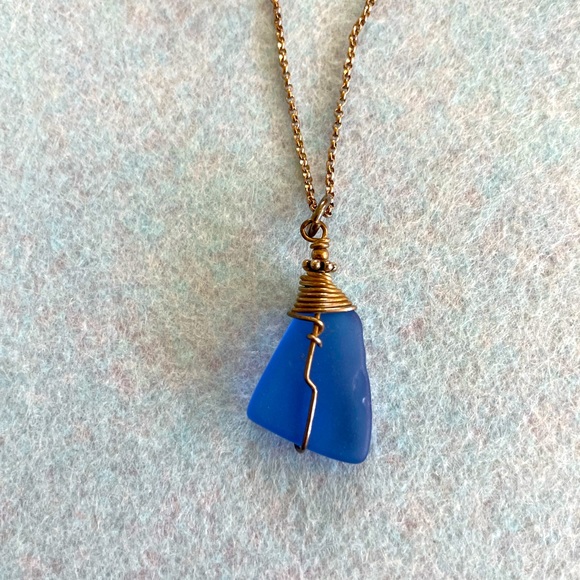 Jacob’s Fashion Jewelry Blue Sea Glass and Sterling Silver Necklace Greenport NY - Picture 13 of 16